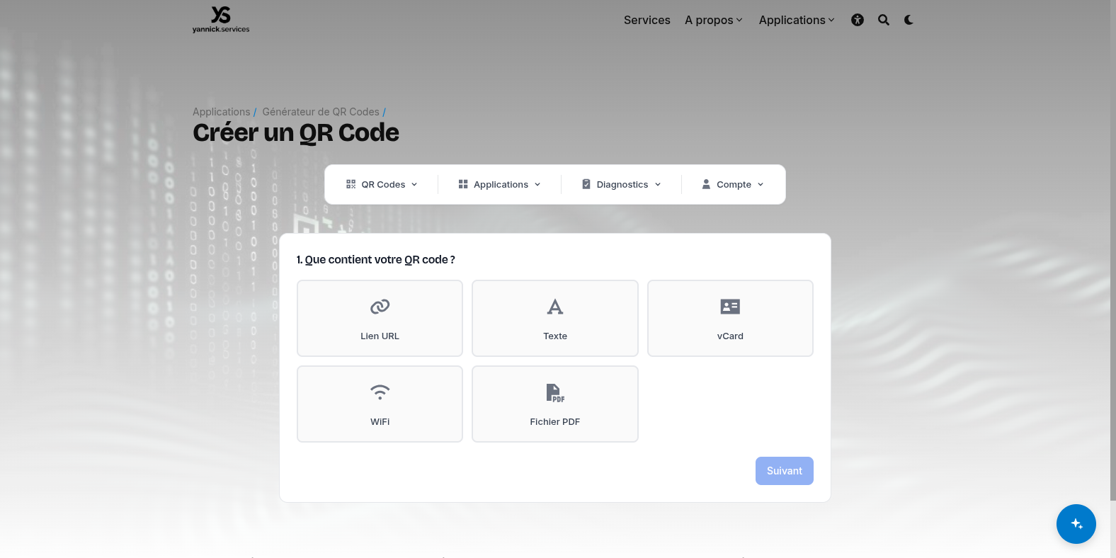 Choix du type de QR code