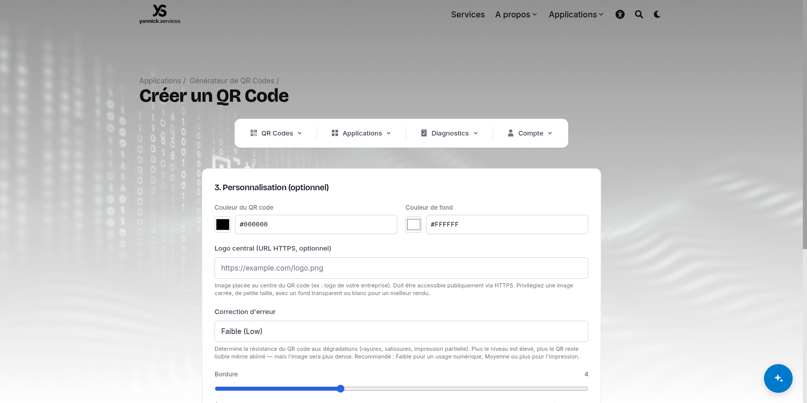 Personnalisation du QR code