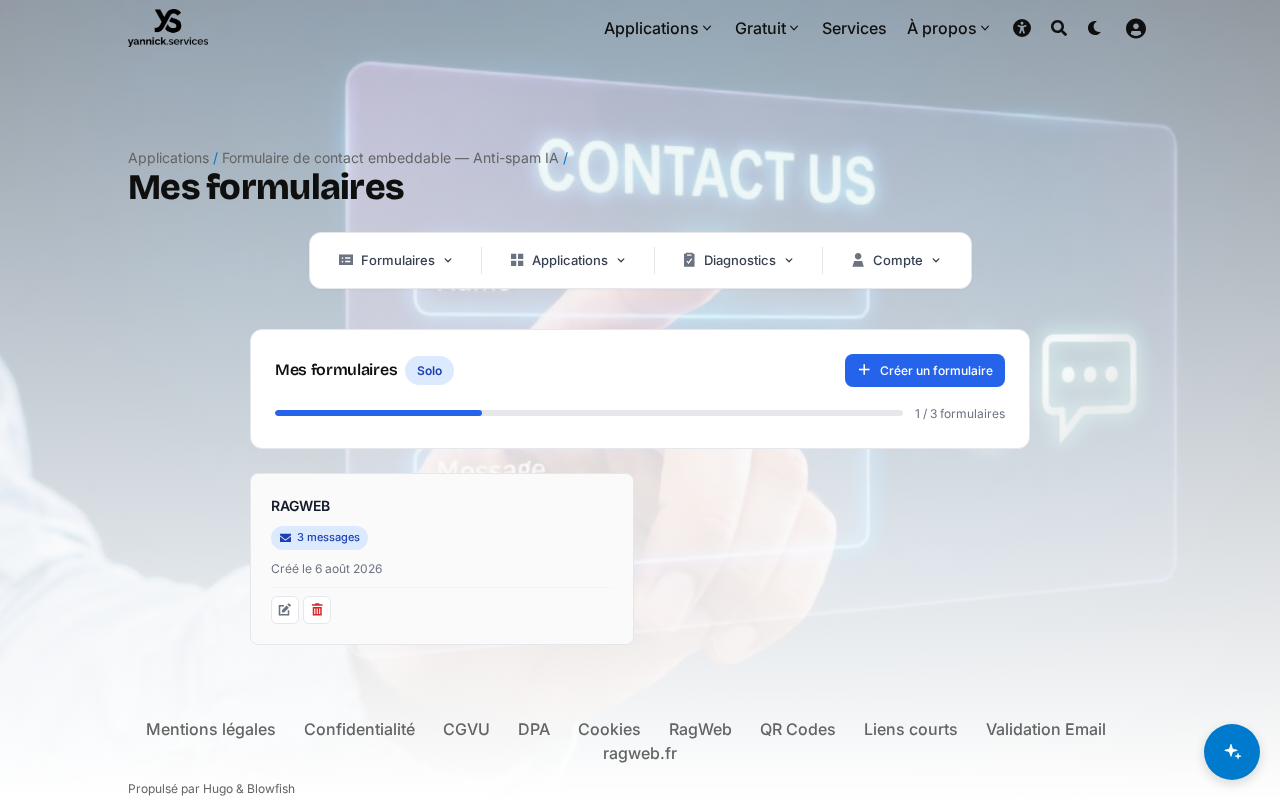 Dashboard Contact Forms