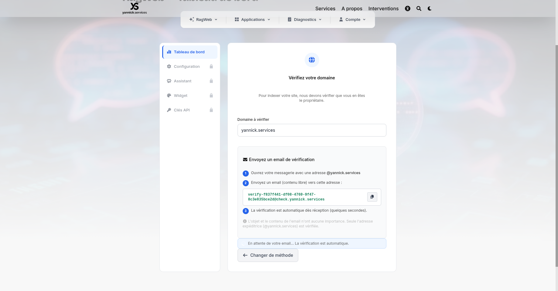 Instructions de vérification par email