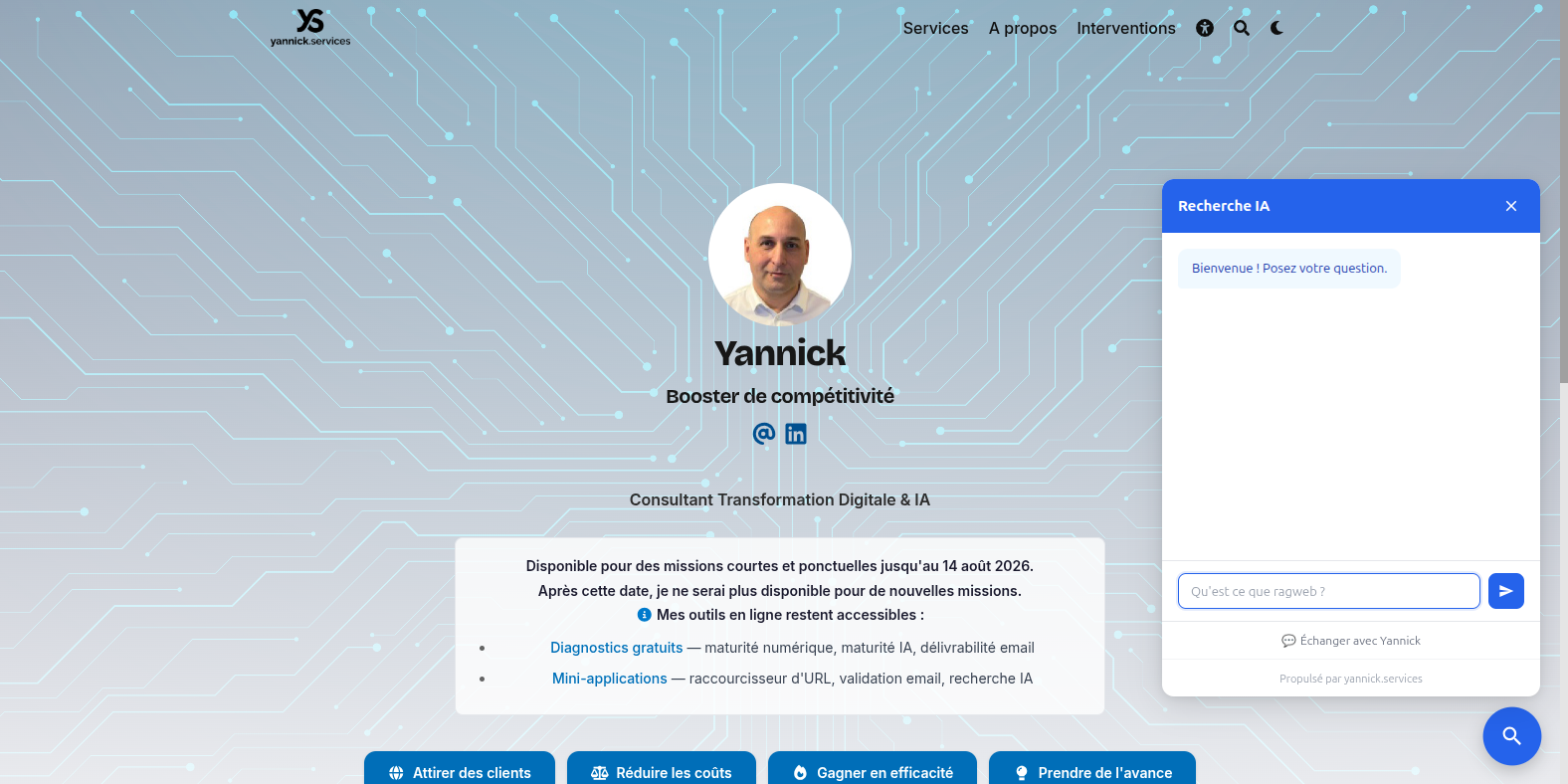 Widget RagWeb ouvert