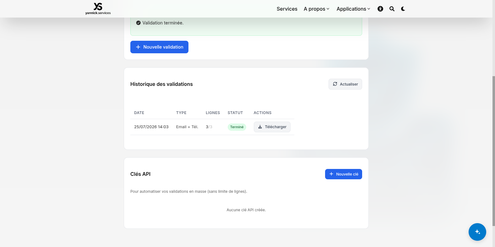 Job lancé — traitement en cours